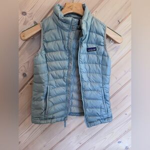 Patagonia Light Blue Quilted Vest with Logo Patch